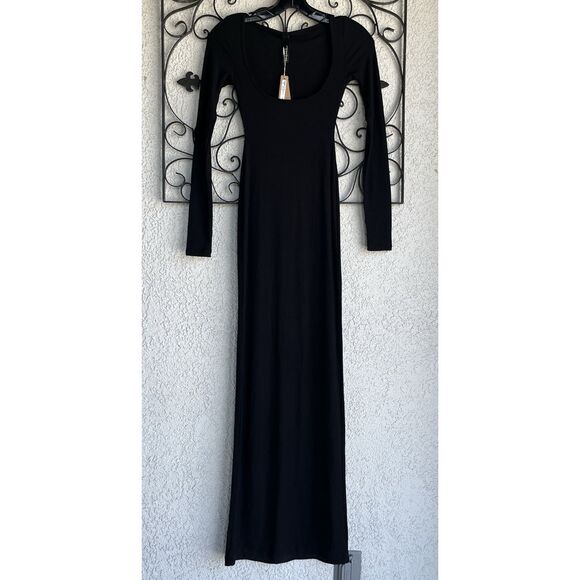 Skims Fits Everybody Soft Lounge Dress- XXSP - Onyx - Picture 4 of 9